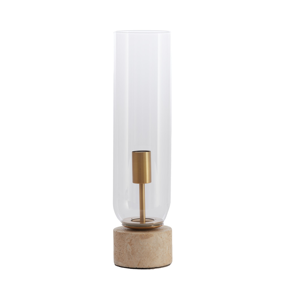 Tafellamp Ø12x47 cm RYLANO glas helder+zand+antiek brons - Afbeelding 5