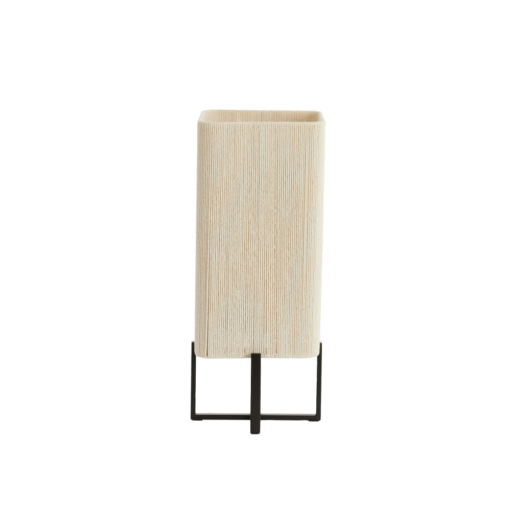 Tafellamp 21,5x21,5x50,5 cm WYN mat zwart+touw crème - Afbeelding 8
