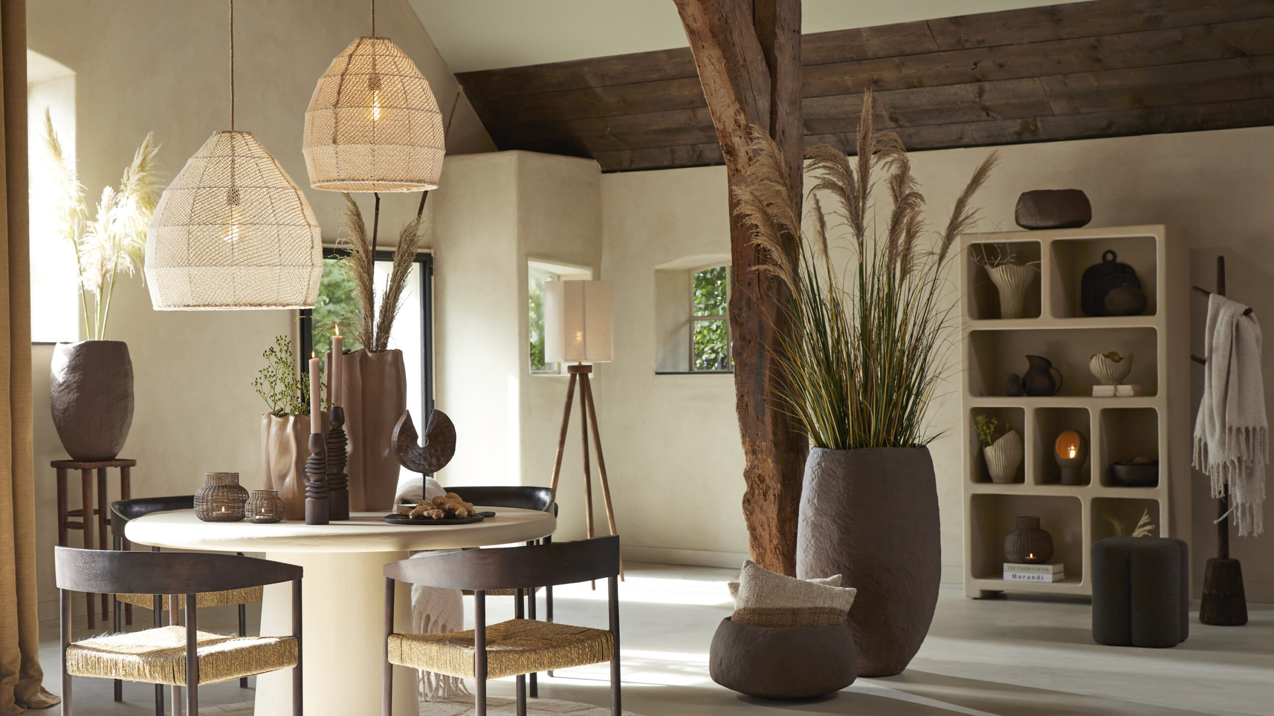 Hanglamp Ø42x42 cm MAKASSAR zijde crème - Afbeelding 2