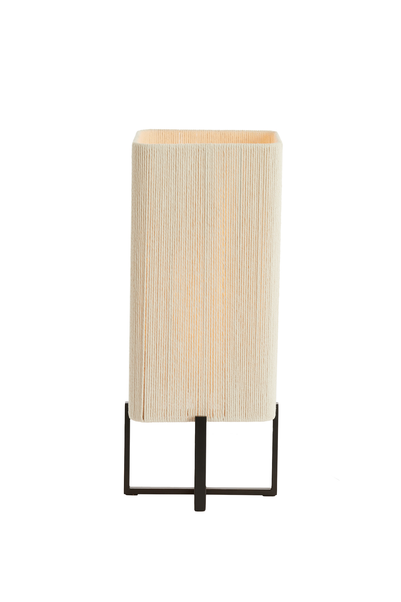 Tafellamp 21,5x21,5x50,5 cm WYN mat zwart+touw crème - Afbeelding 9