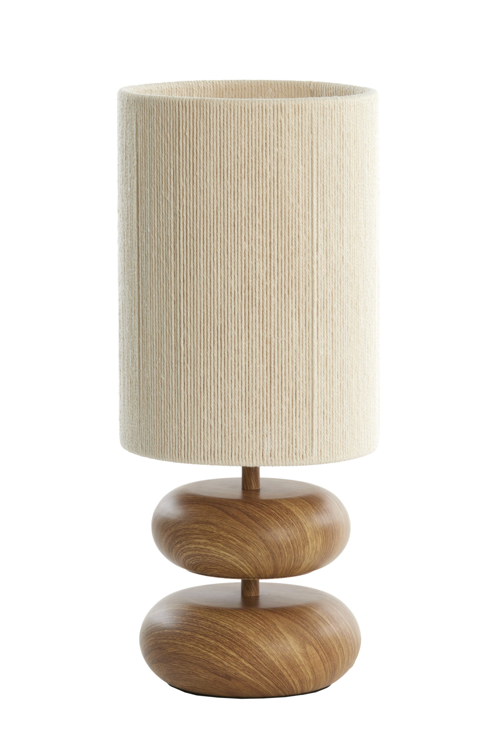 Tafellamp Ø22x50,5 cm DANIALO hout print naturel+touw crème - Afbeelding 7