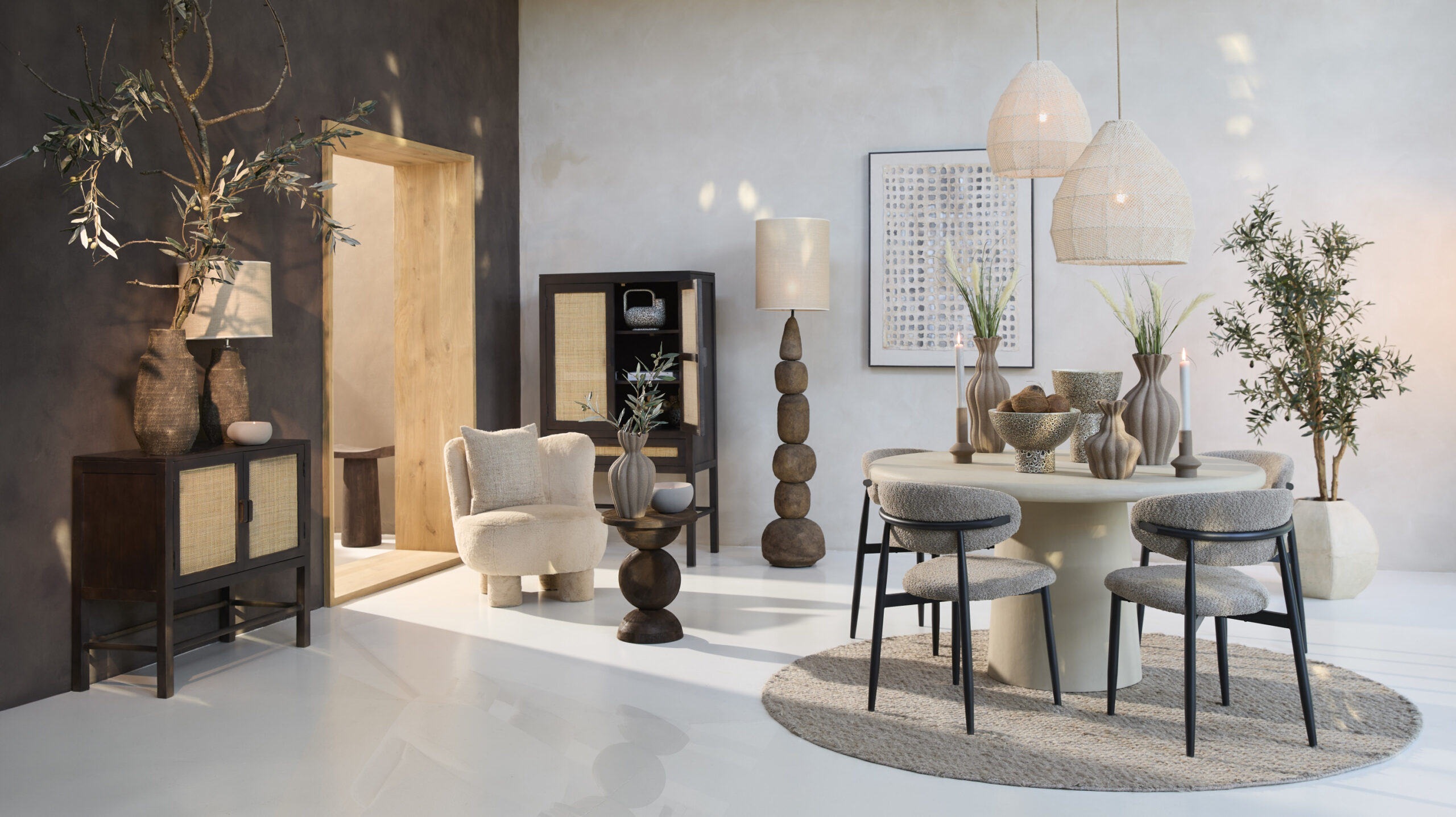 Hanglamp Ø42x42 cm MAKASSAR zijde crème - Afbeelding 4
