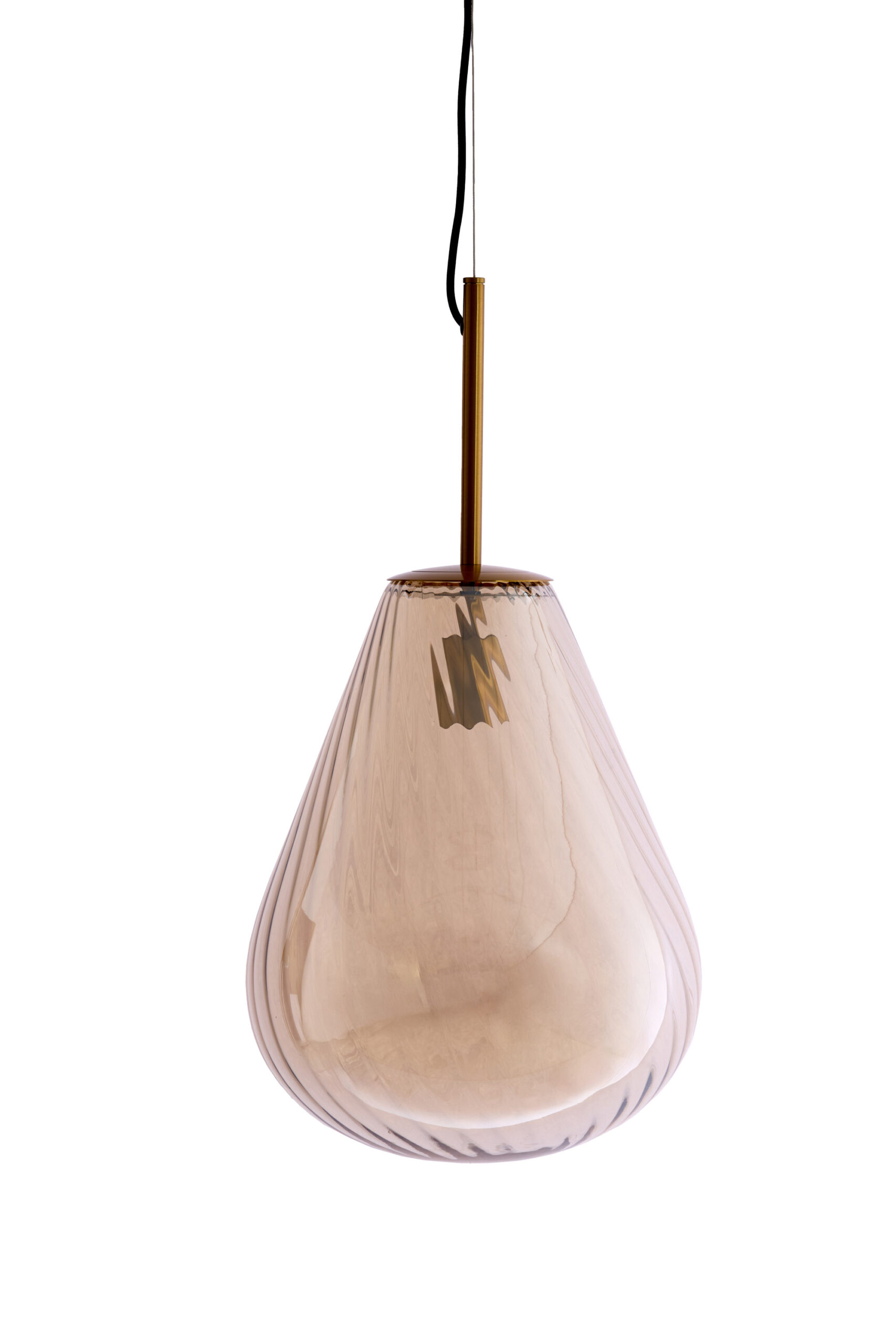 Hanglamp Ø33x43 cm LEONA antiek brons+glas amber - Afbeelding 12