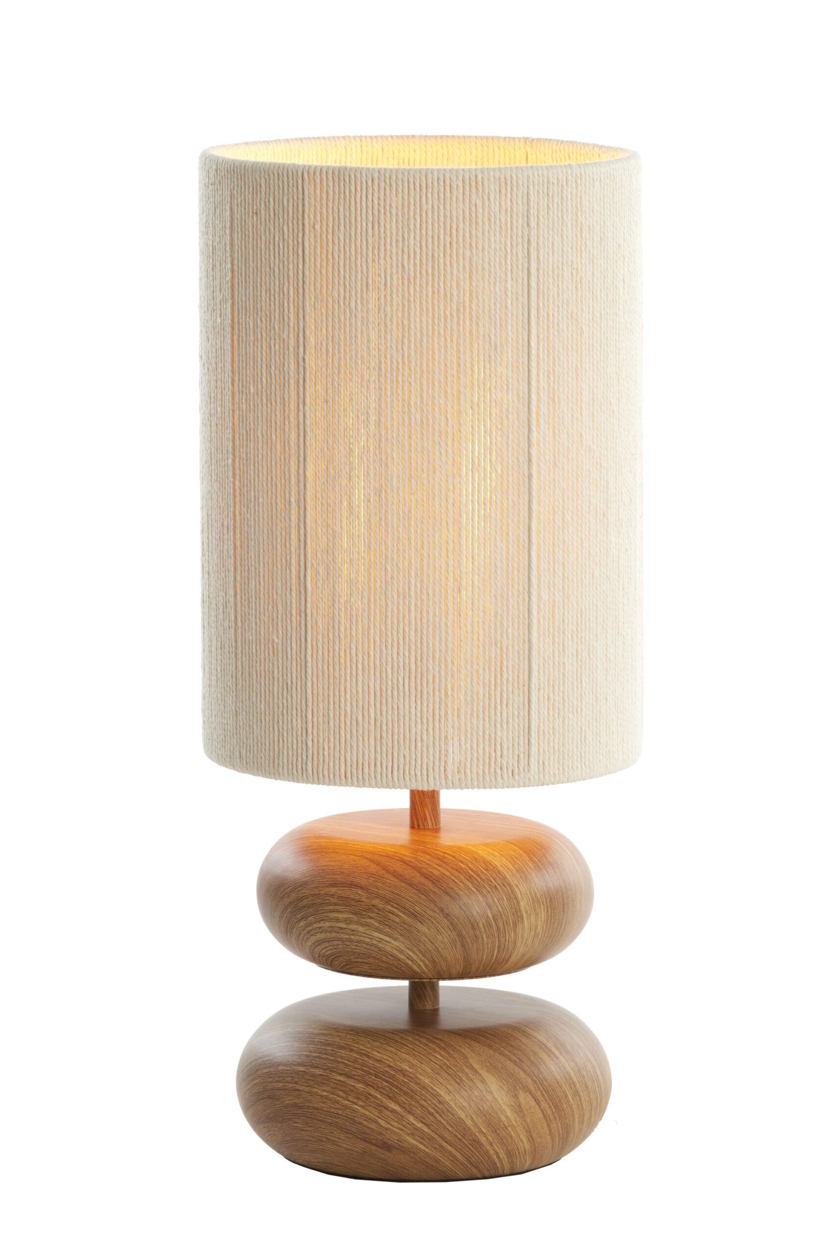 Tafellamp Ø22x50,5 cm DANIALO hout print naturel+touw crème - Afbeelding 6