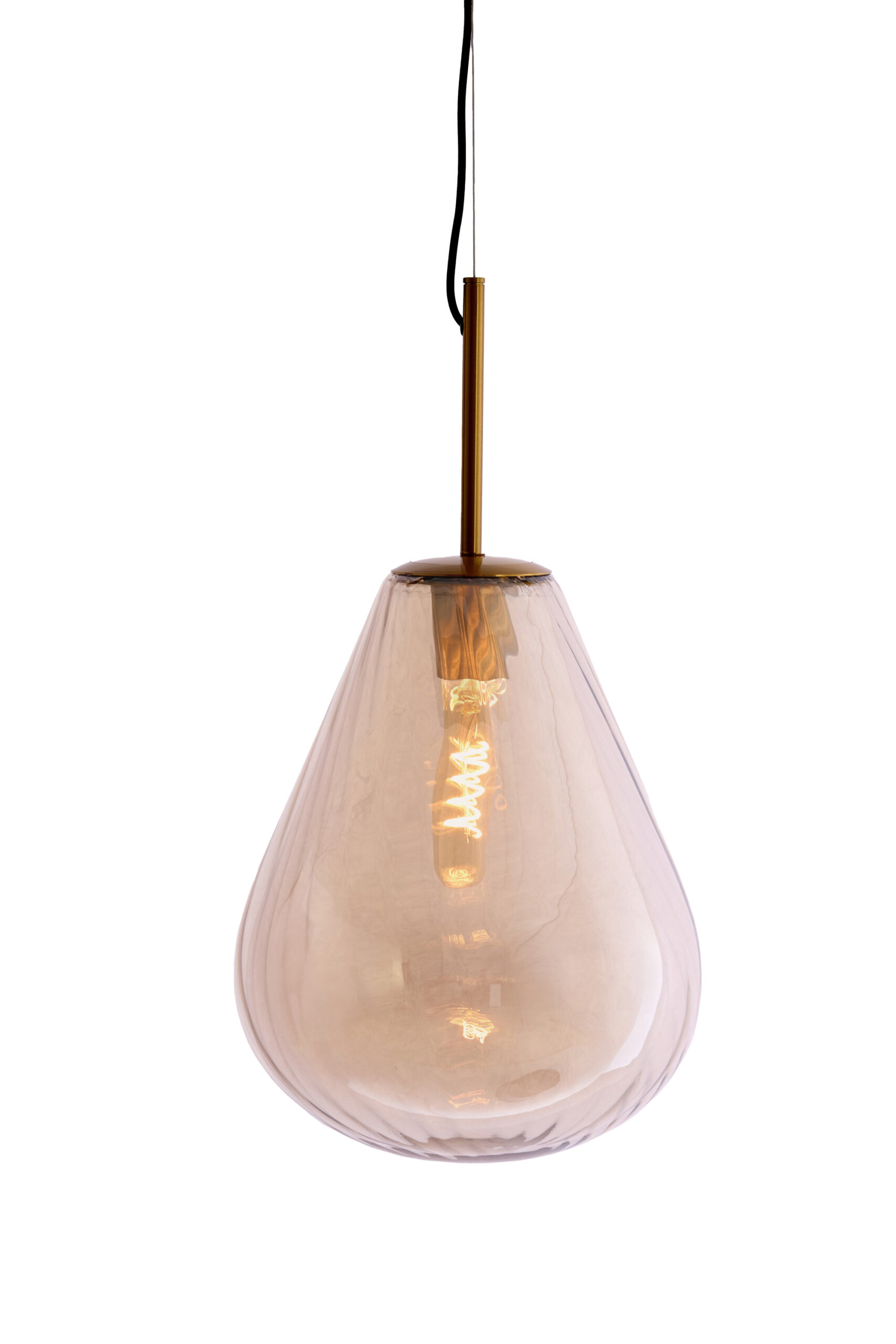 Hanglamp Ø33x43 cm LEONA antiek brons+glas amber - Afbeelding 11