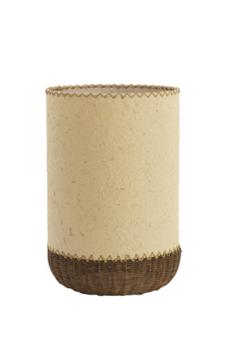 Tafellamp TIO 1899843 – Beige Papier met Donkerbruin Rotan Ø30,5 cm