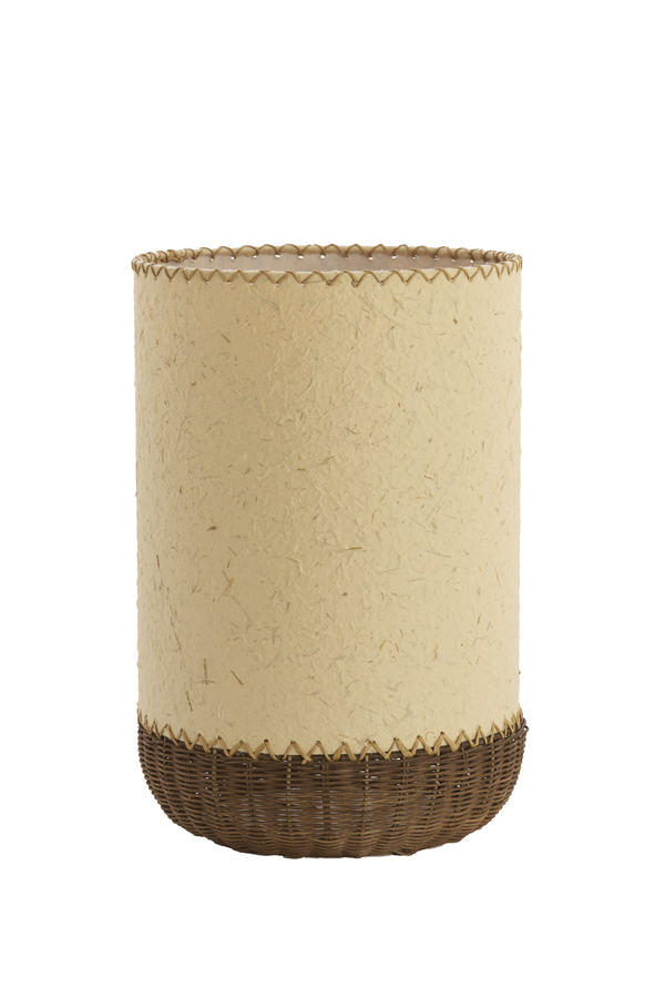 Tafellamp TIO 1899843 – Beige Papier met Donkerbruin Rotan Ø30,5 cm
