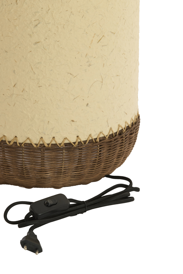 Tafellamp TIO 1899843 – Beige Papier met Donkerbruin Rotan Ø30,5 cm - Afbeelding 3