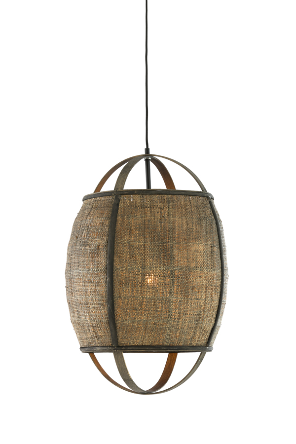 Hanglamp Ø38,5x55 cm BOZONA rotan bruin-grijs - Afbeelding 13