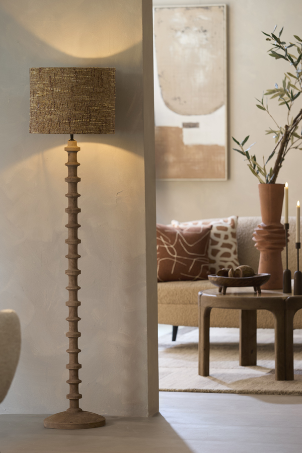 Vloerlamp Ø30x135 cm CECILY hout mat grijs-bruin - Afbeelding 11