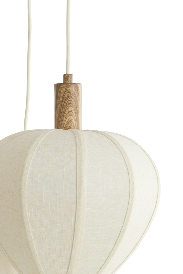 Hanglamp 5L Ø76x140 cm HUXI hout print naturel+linnen crème - Afbeelding 16