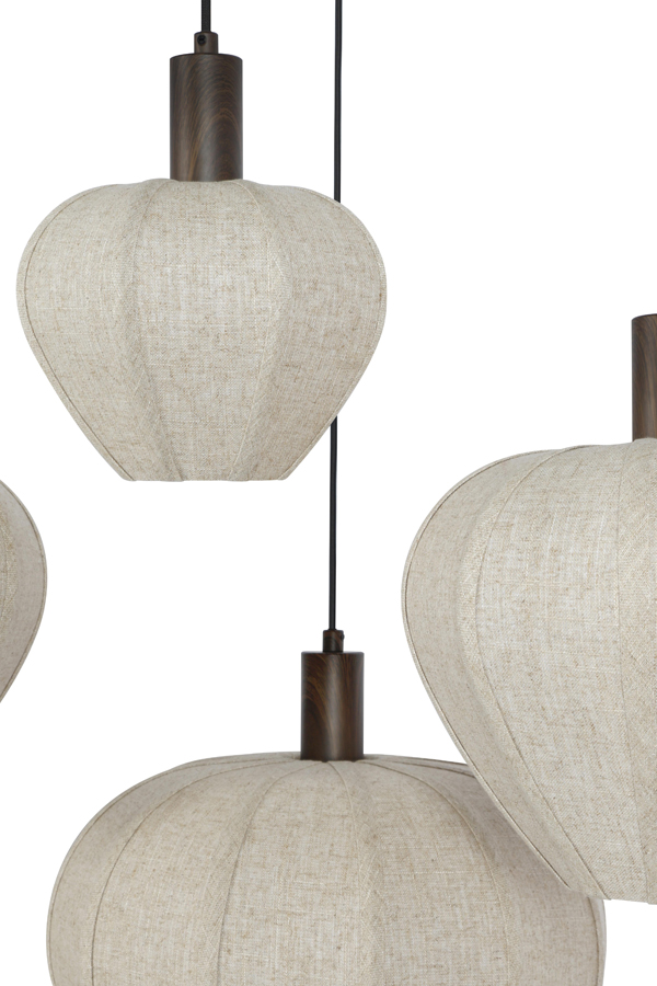 Hanglamp 10L 138x49x180 cm HUXI hout prnt d bruin+linnen nt - Afbeelding 12