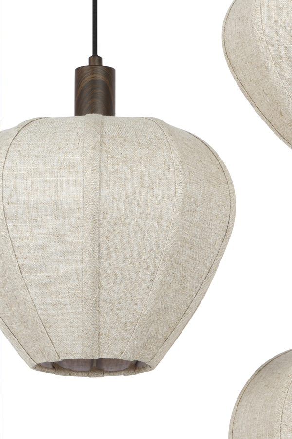 Hanglamp 10L 138x49x180 cm HUXI hout prnt d bruin+linnen nt - Afbeelding 14