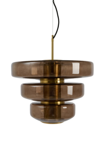 Hanglamp Ø40x30 cm MEYARA glas bruin+goud