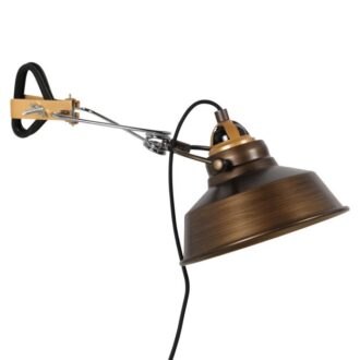 Bronzen klemlamp / wandlamp Nove 1320BR met E27 fitting en schakelaar