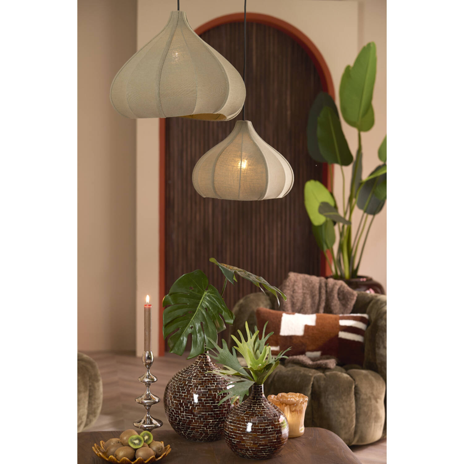 Hanglamp 42x39x30 cm SUMONI olijf groen - Afbeelding 2