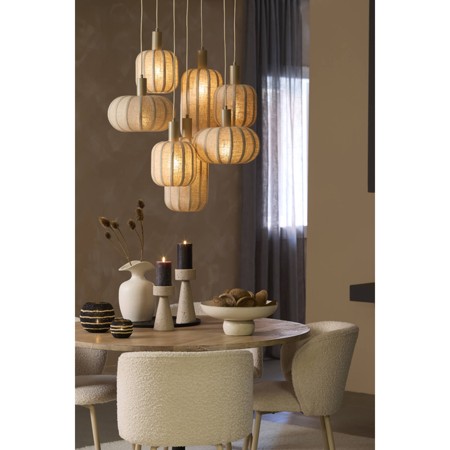 Hanglamp 7L Ø53x104 cm TUFIA linnen naturel - Afbeelding 2