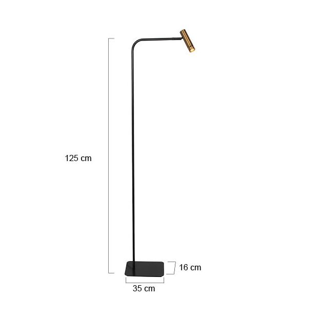 Vloerlamp Lumo 4607BR - slanke leeslamp in zwart met brons - Afbeelding 3