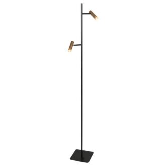 Vloerlamp Lumo 4608BR – moderne tweelichts leeslamp met bronzen accenten