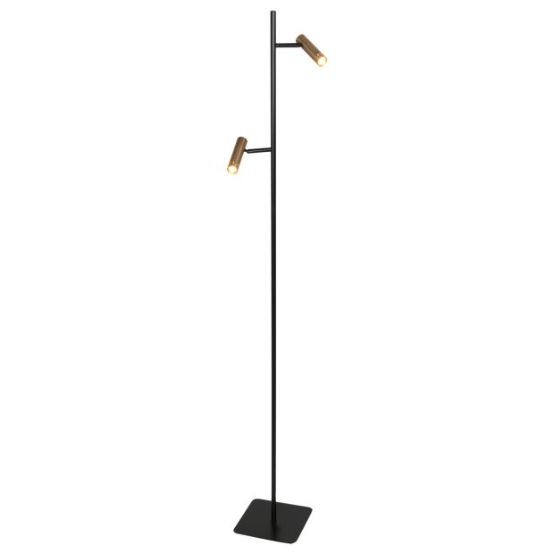 Vloerlamp Lumo 4608BR – moderne tweelichts leeslamp met bronzen accenten