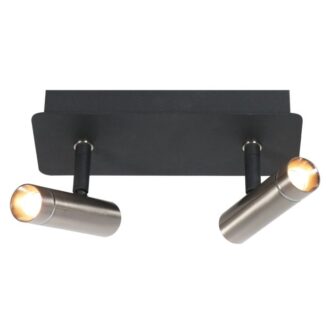 Wandlamp Lumo 4851ST - 2 lichts spot met stoere stalen accenten