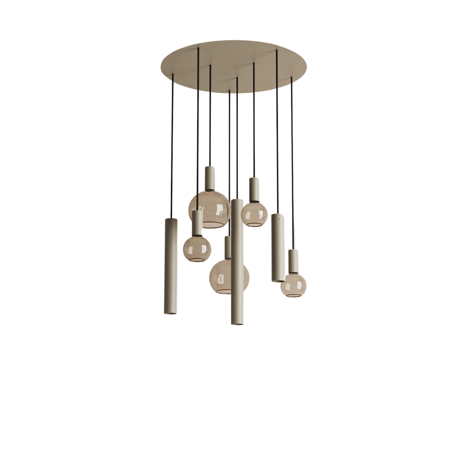 Hanglamp Riva rond 8 lichts Quartz - Afbeelding 4