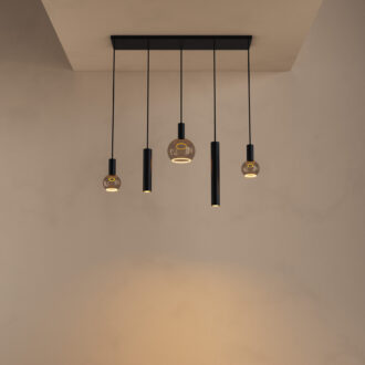 Hanglamp Riva zwart 5 lichts