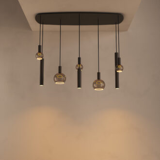 Hanglamp Riva deens ovaal 8 lichts platinum
