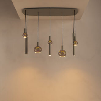 Hanglamp Riva deens ovaal 8 lichts Quartz