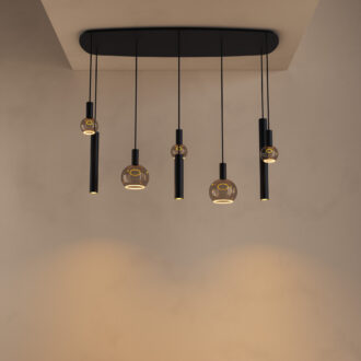 Hanglamp Riva deens ovaal 8 lichts zwart