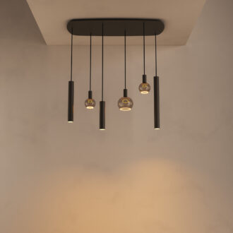 Hanglamp Riva deens ovaal 6 lichts platinum