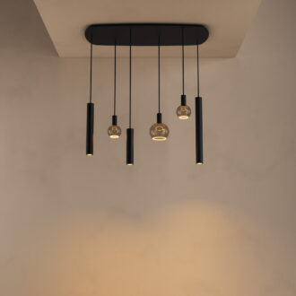 Hanglamp Riva deens ovaal 6 lichts zwart
