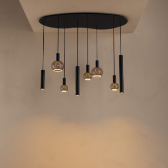 Hanglamp Riva organisch groot 8 lichts zwart