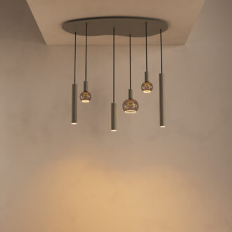 Hanglamp Riva organisch klein 6 lichts Quartz