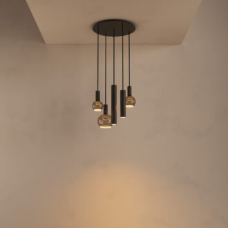 Hanglamp Riva rond 5 lichts platinum
