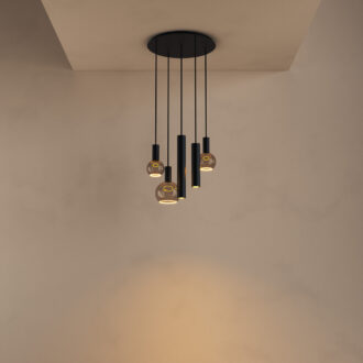 Hanglamp Riva rond 5 lichts zwart