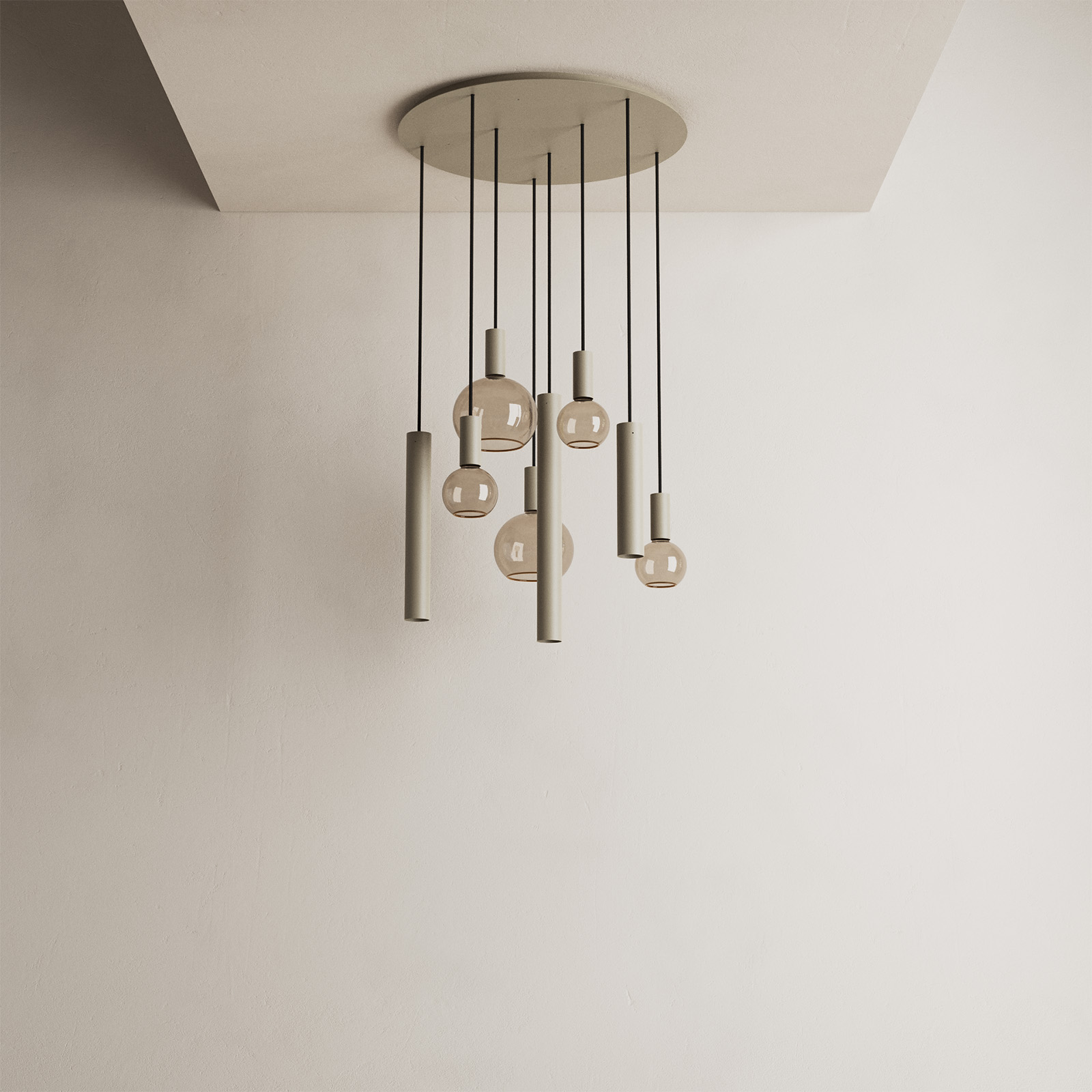 Hanglamp Riva rond 8 lichts Quartz - Afbeelding 3