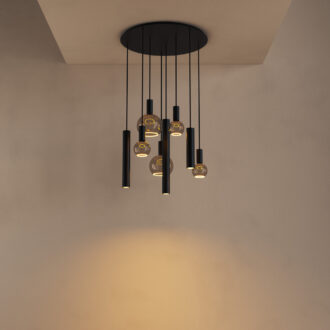 Hanglamp Riva rond 8 lichts zwart