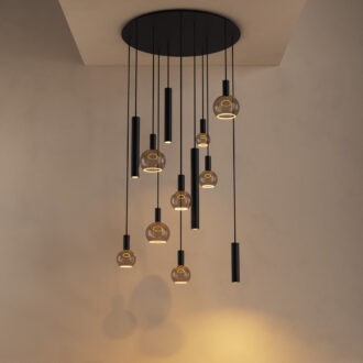 Hanglamp Riva rond 12 lichts zwart
