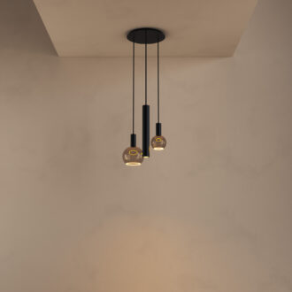 Hanglamp Riva rond 3 lichts zwart