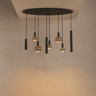Hanglamp Riva ovaal 8 lichts Platinum