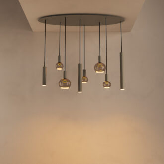 Hanglamp Riva ovaal 8 lichts Quartz