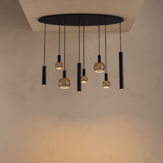 Hanglamp Riva ovaal 8 lichts zwart