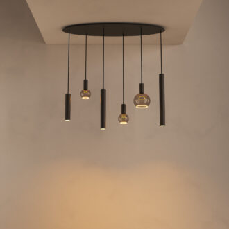 Hanglamp Riva ovaal 6 lichts Platinum