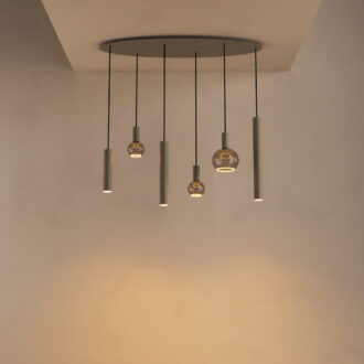 Hanglamp Riva ovaal 6 lichts Quartz