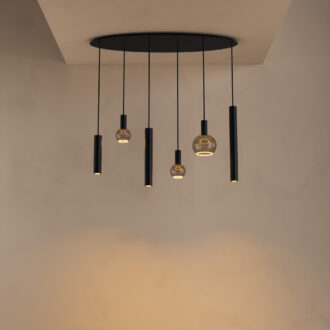 Hanglamp Riva ovaal 6 lichts zwart