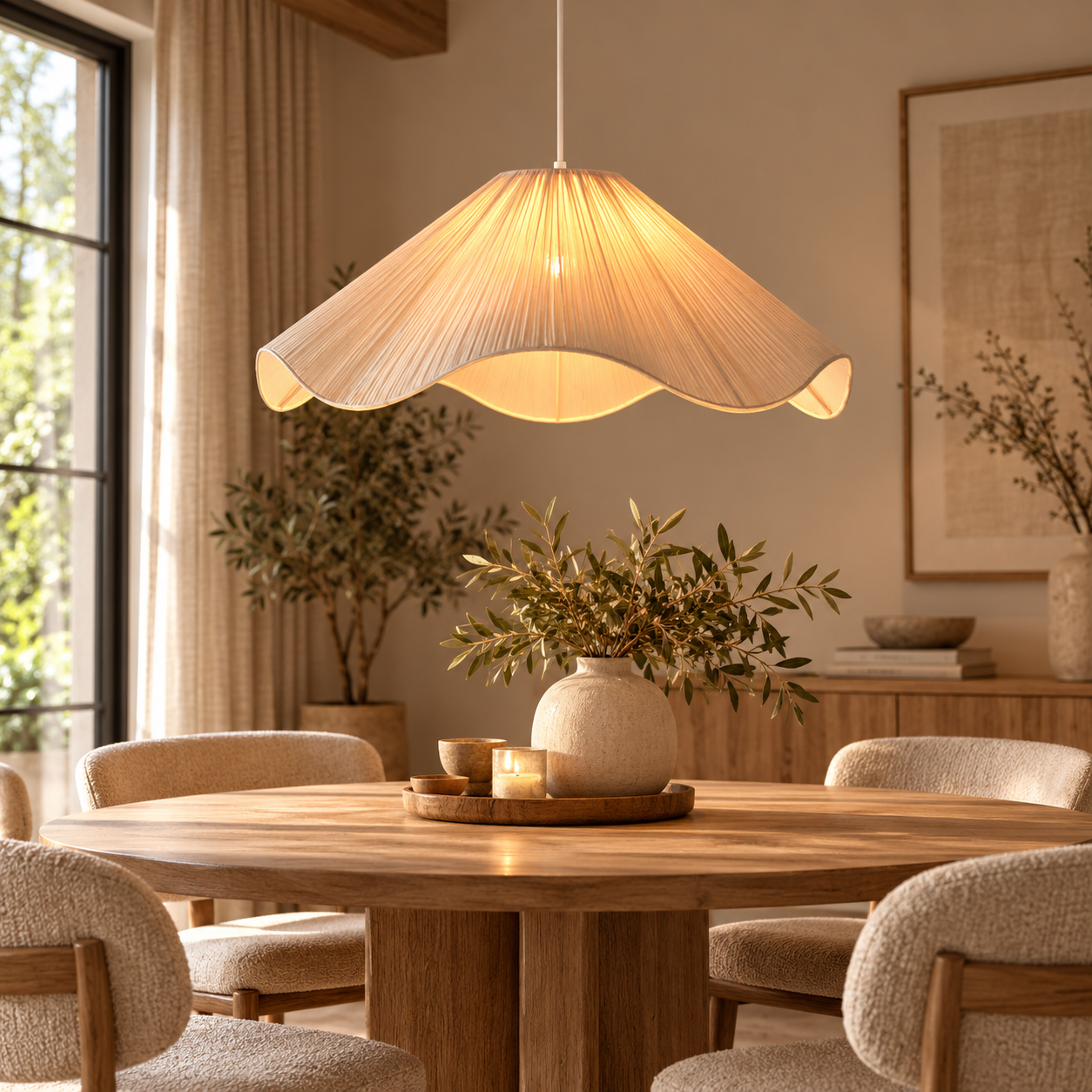 Hanglamp Ø60x25 cm MEALHA crème - Afbeelding 2