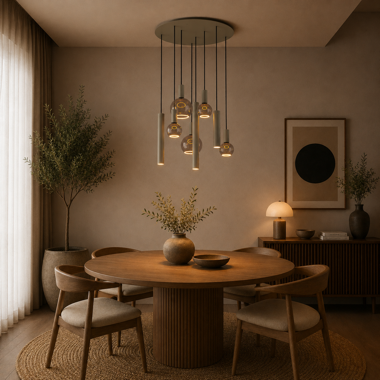 Hanglamp Riva rond 8 lichts Quartz - Afbeelding 2