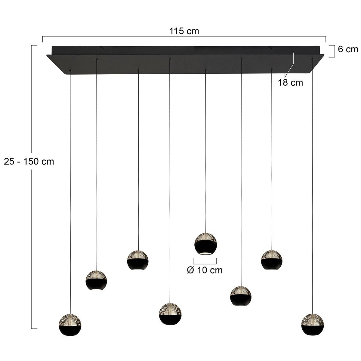 Belluno 4592ZW – 8-lichts hanglamp met cable lift - Afbeelding 7