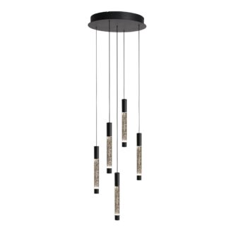 Hanglamp Alisio 4579ZW 5-lichts luxe vide lamp van glas in zwart